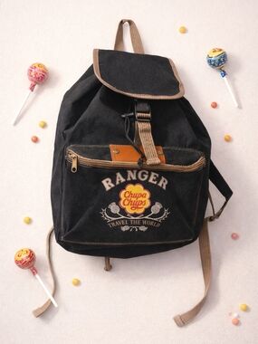 Vintage 1999 Chupa Chups Black Denim Backpack Promo Rare Y2K Collectible NOS